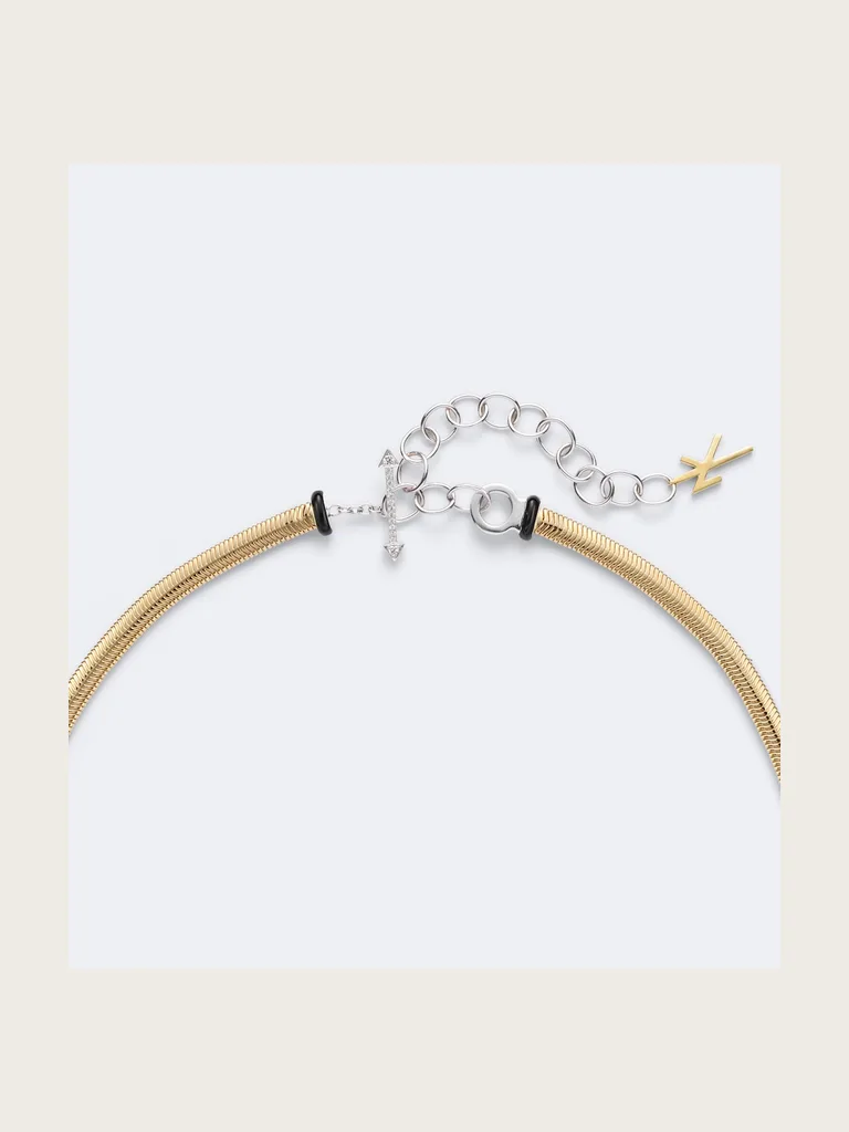 Feelings 18kt gold and enamel necklace with diamonds