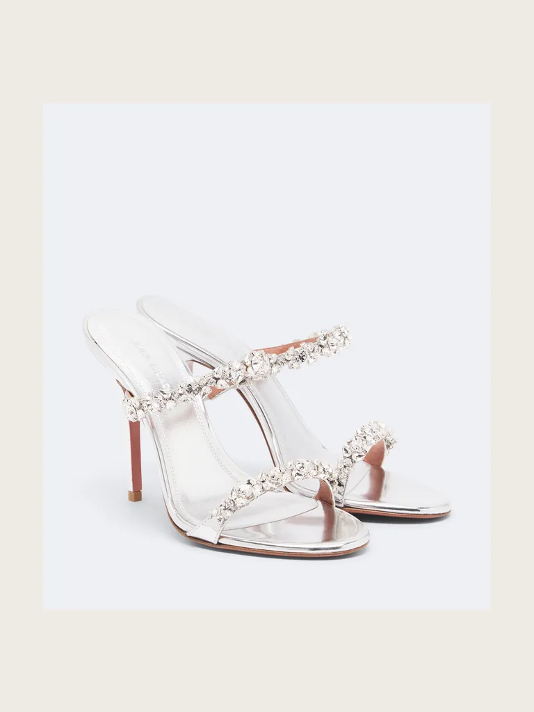 Elizabeth embellished metallic leather mules