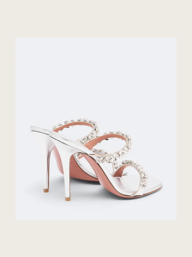 Elizabeth embellished metallic leather mules