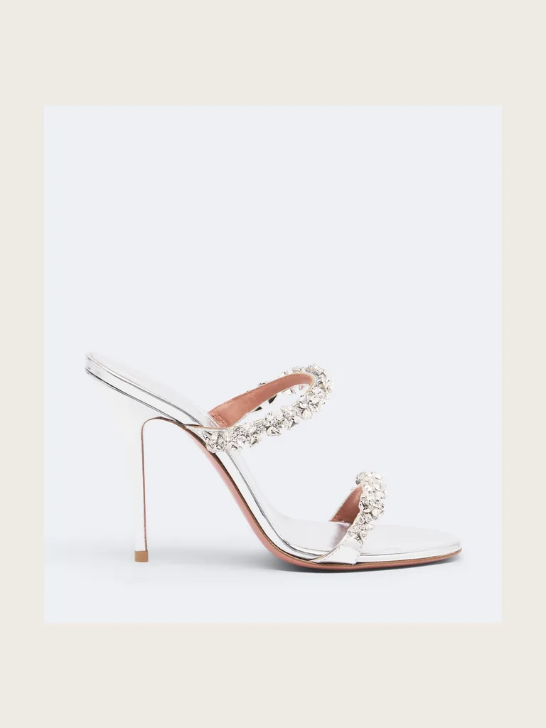Elizabeth embellished metallic leather mules
