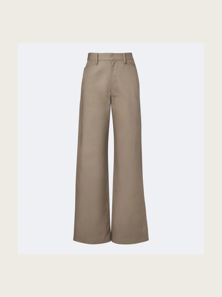 Cotton twill wide-leg pants