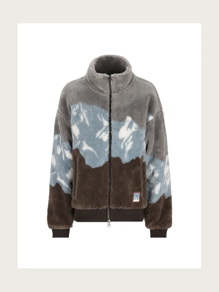 Alpine Teddy mountain-print faux-shearling jacket