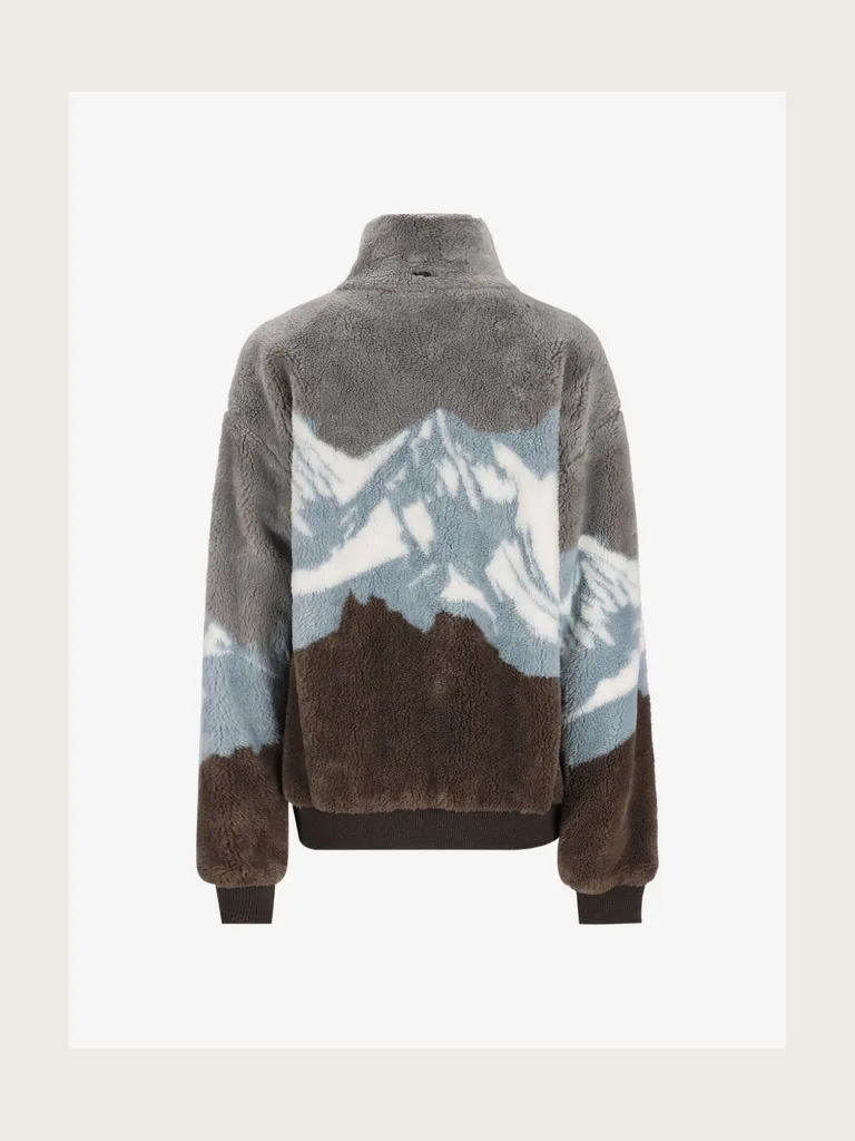 Alpine Teddy mountain-print faux-shearling jacket