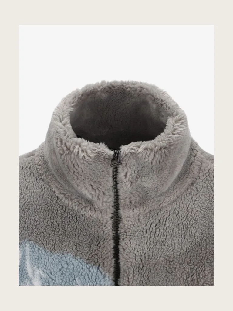Alpine Teddy mountain-print faux-shearling jacket