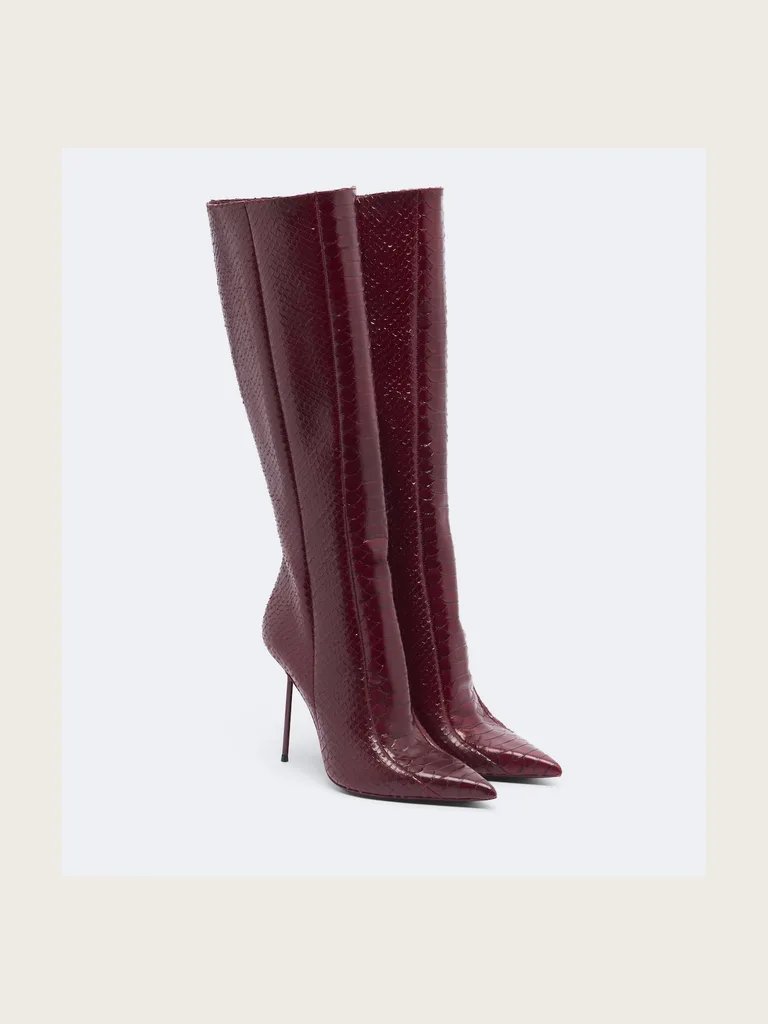 Lidia snake-effect leather knee-high boots