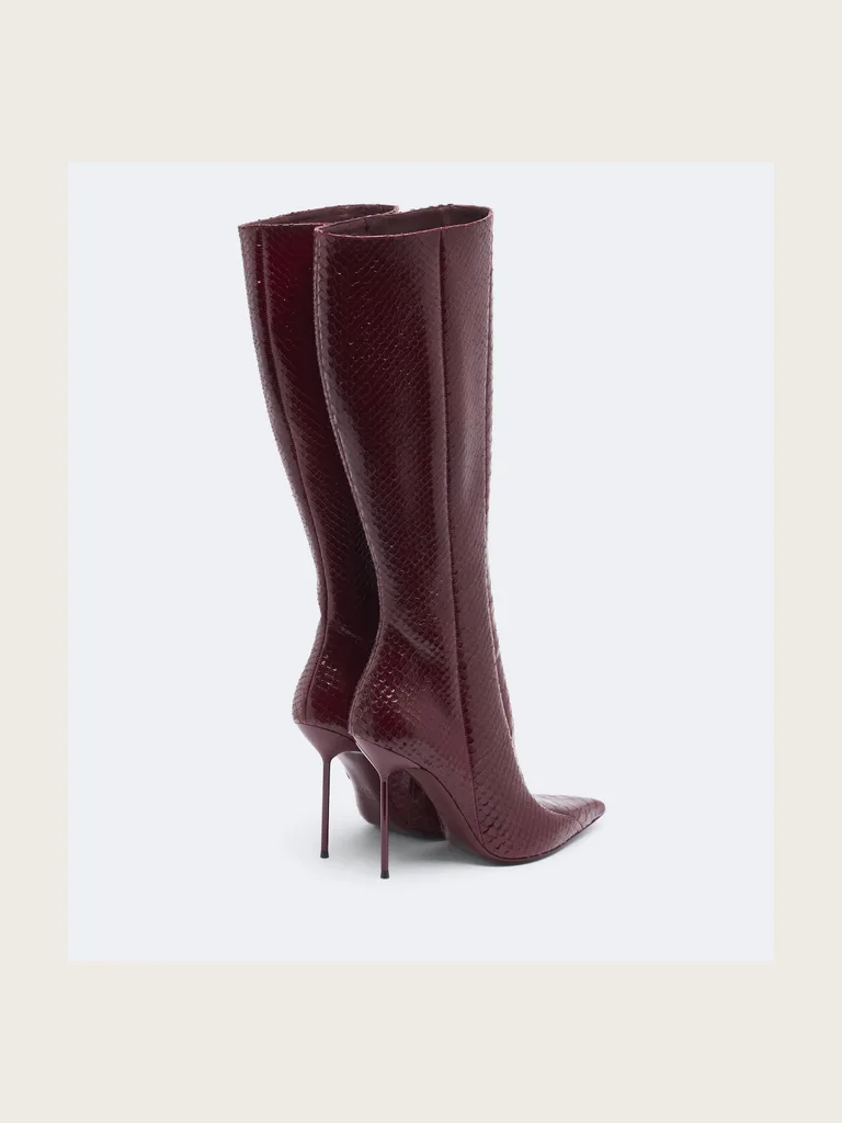 Lidia snake-effect leather knee-high boots