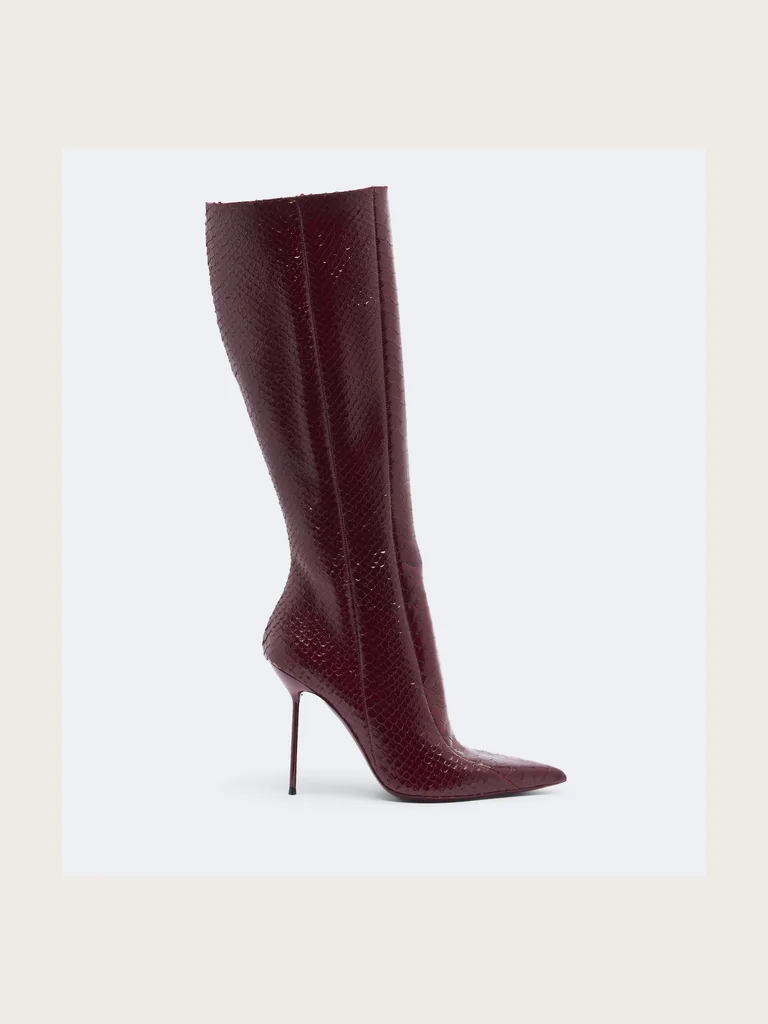 Lidia snake-effect leather knee-high boots