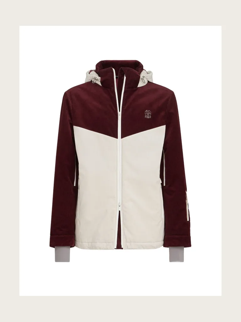 bonded corduroy hooded Mountain jacket with Thermore® padding and logo