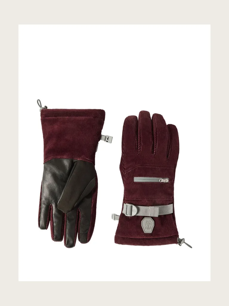 bonded corduroy Mountain gloves with logo